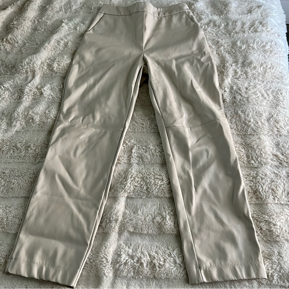 Cream Leather Pants